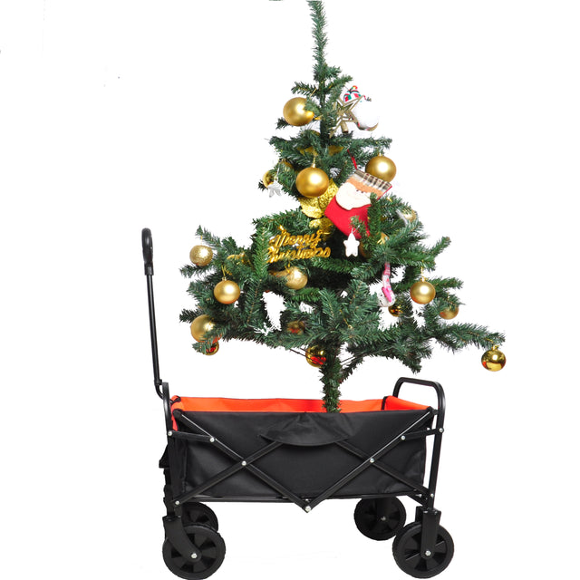 Folding Wagon Garden Shopping Beach Cart (black+yellow)