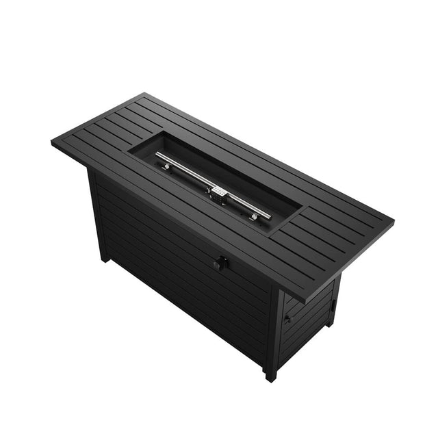 50 inch Gas Fire Pit Table Outdoor Propane Fire Pit Table, 50000BTU Fire Table, Retangular Black Firepit Table for Garden Backyard Deck Poolside Party