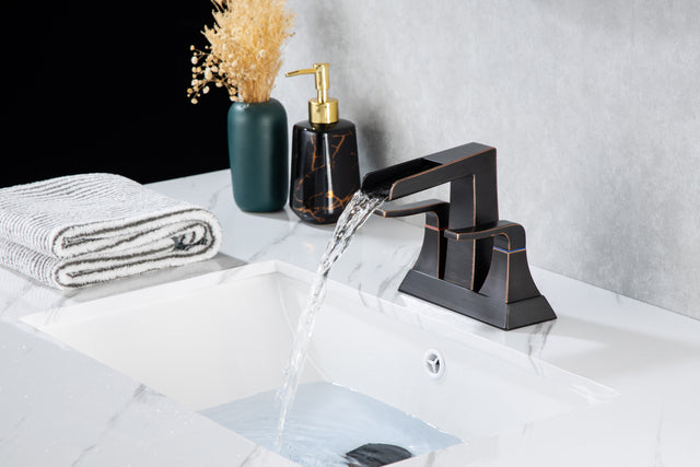 2-Handle Lavatory Faucet Brushed Nickel Bathroom Sink Faucet with Metal Pop-up Drain and Faucet Supply Lines