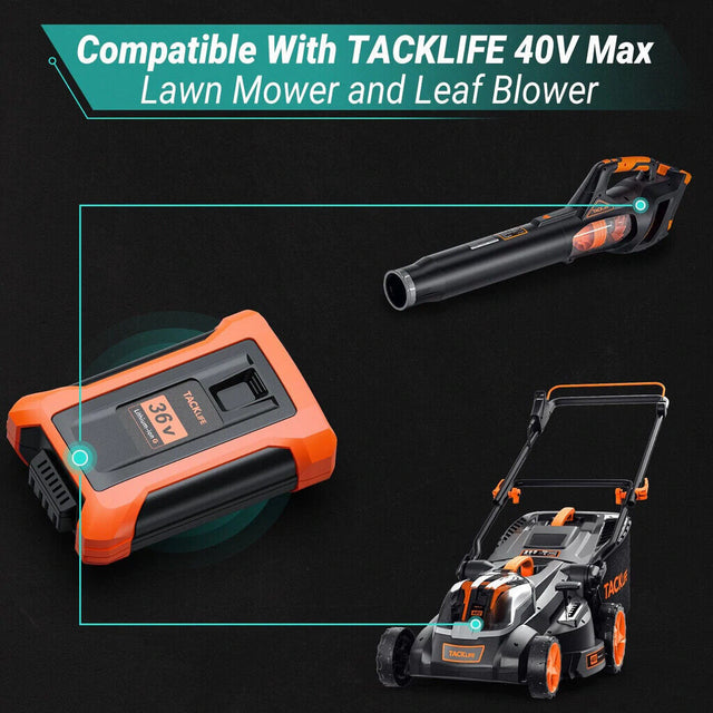 TACKLIFE 16-Inch 40V MAX(36V) Brushless Lawn Mower, 4.0AH Battery, 6 Mowing Heights
