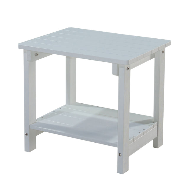 Key West Weather Resistant Outdoor Indoor Plastic Wood End Table, Patio Rectangular Side table, Small table for Deck, Backyards, Lawns, Poolside, and Beaches, White