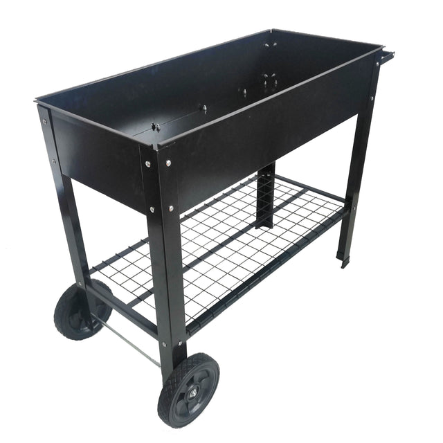 Aveyas Mobile Metal Raised Garden Bed Cart with Legs, Elevated Tall Planter Box with Wheels for Outdoor Indoors House Patio Backyard Vegetables Tomato DIY Herb Grow (Black)