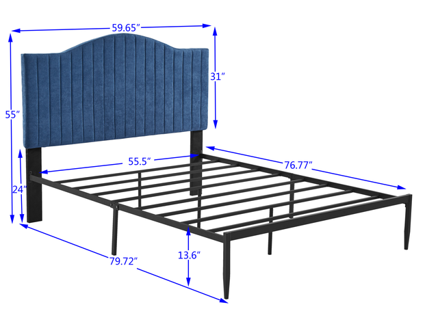 B111 Full bed Beautiful line stripe cushion headboard Strong iron frame with high temperature paint