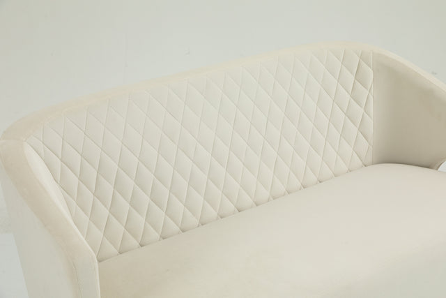 Twin Size Love seat Accent Sofa with Golden Metal Legs, Living Room Sofa with Tufted Backrest, 600 Pounds Weight Capacity