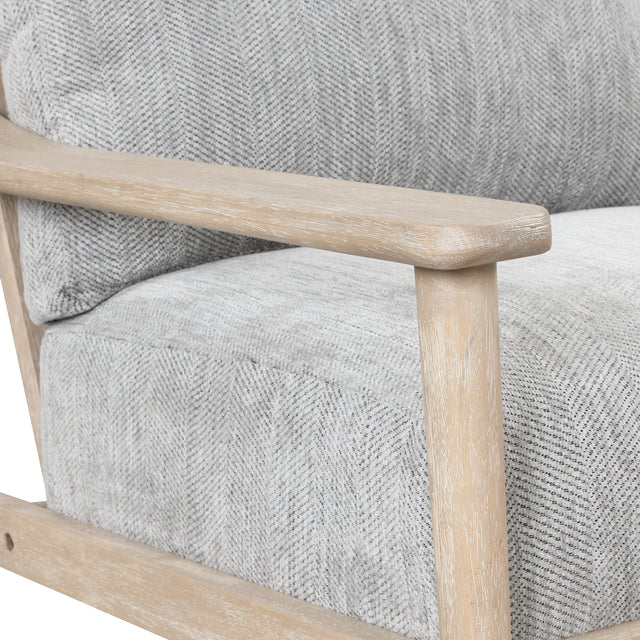 【EAT 3.10】Mid Century Modern Chair with Solid Wood Frame,Arm Chair with Vertical Slatted Back,Thick Pad Upholstered Accent Chair for Living Room, Bedroom, Belcony, Natural