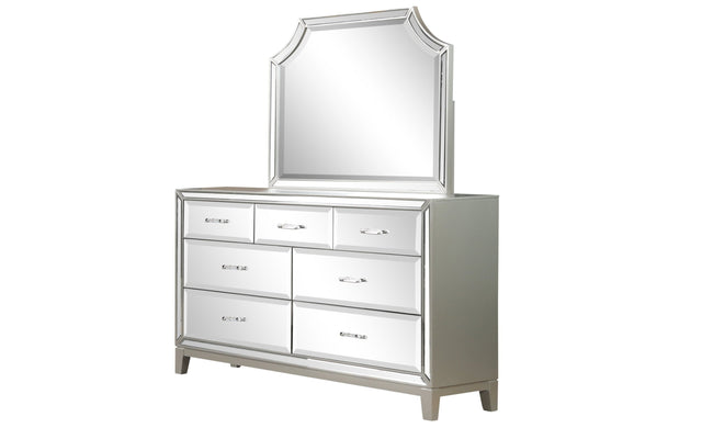 Harmony Mirror Front Dresser Made With Wood in Silver Color