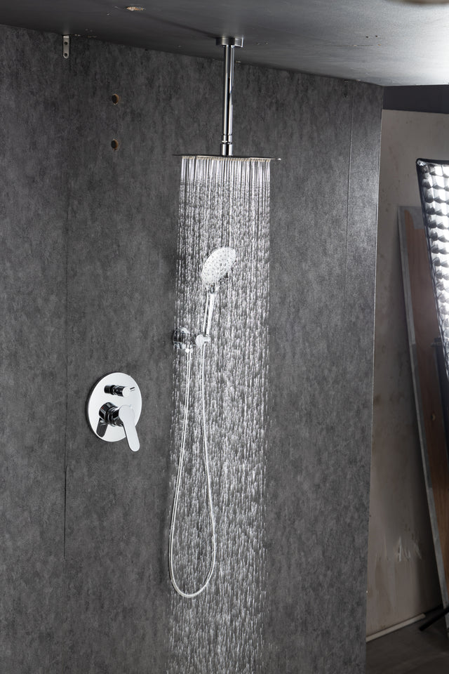 Black Shower System, Ceiling Rainfall Shower Faucet Sets Complete of High Pressure, Rain Shower Head with Handheld, Bathroom 10\\\'\\\' Shower Combo with Rough-in Valve Included
