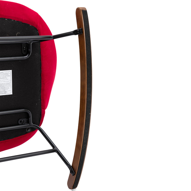 Tufted Upholstered Padded Seat Rocking Chair-Velvet Red