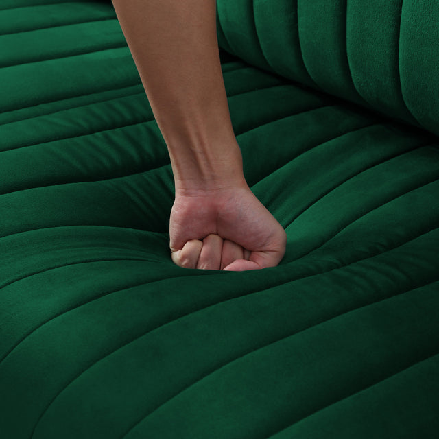 Channel Tufted Green Velvet Singel Living Room Sofa Accent Chair
