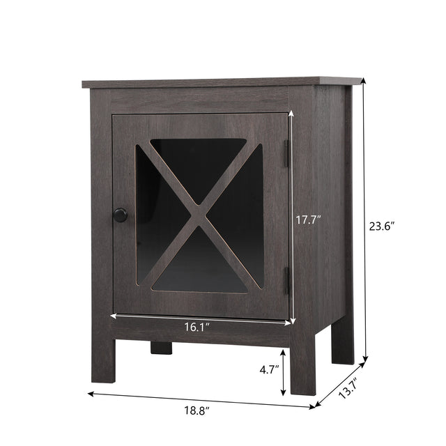 Set of 2 Nightstand, Bedside Furniture with X-Shaped Door, Bedroom End Table,Deep Gray