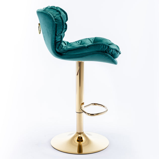 A&A Furniture,Swivel Bar Stools Set of 2, Velvet Counter Height Adjustable Barstools, Dining Bar Chairs Upholstered Modern Bar Stool for Kitchen Island, Cafe, Bar Counter, Dining Room(Green)