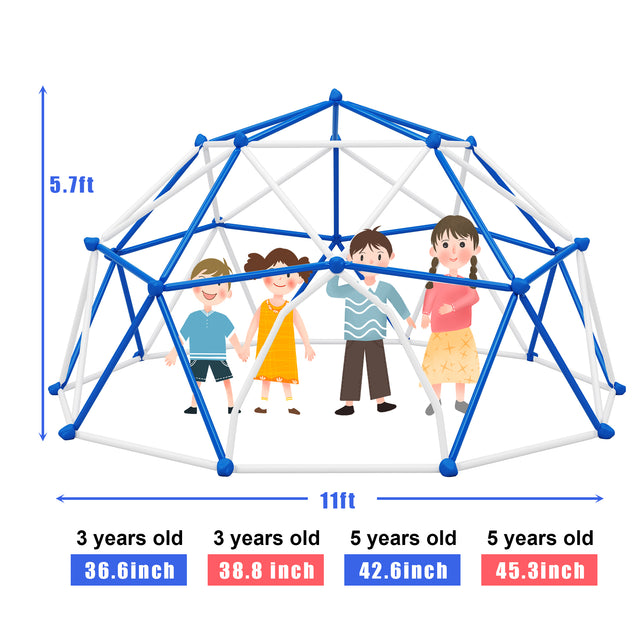 11ft Geometric Dome Climber Play Center, Kids Climbing Dome Tower, Rust & UV Resistant Steel Supporting 900 LBS