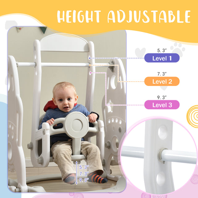 Toddler Slide and Swing Set 3 in 1, Kids Playground Climber Swing Playset with Basketball Hoops Freestanding Combination Indoor & Outdoor