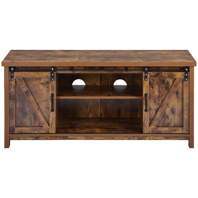 TV Stand,Barn door modern &farmhousewood entertainment center, Console for Media,removable door panel & living room with for tvs up to 60'',BARNWOOD/BLACK