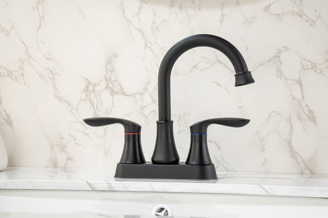 2-Handle Lavatory Faucet Brushed Nickel Bathroom Sink Faucet with Metal Pop-up Drain and Faucet Supply Lines