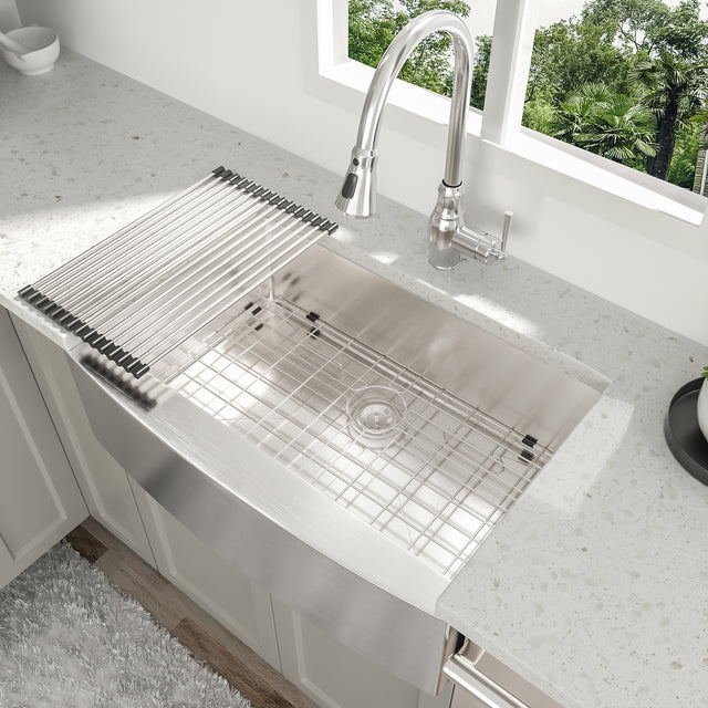 30 Inch Farmhouse Kitchen Sink - 30”x21”x10” Stainless Steel Apron Front Farmhouse Sink 10 Inch Deep 16 Gauge Single Bowl Kitchen Sink Basin