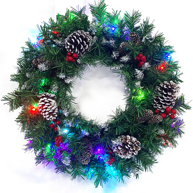 Pre-lit Xmas Tree Artificial Christmas 4-Piece Set,Garland, Wreath and Set of 2 Entrance Trees X-mas