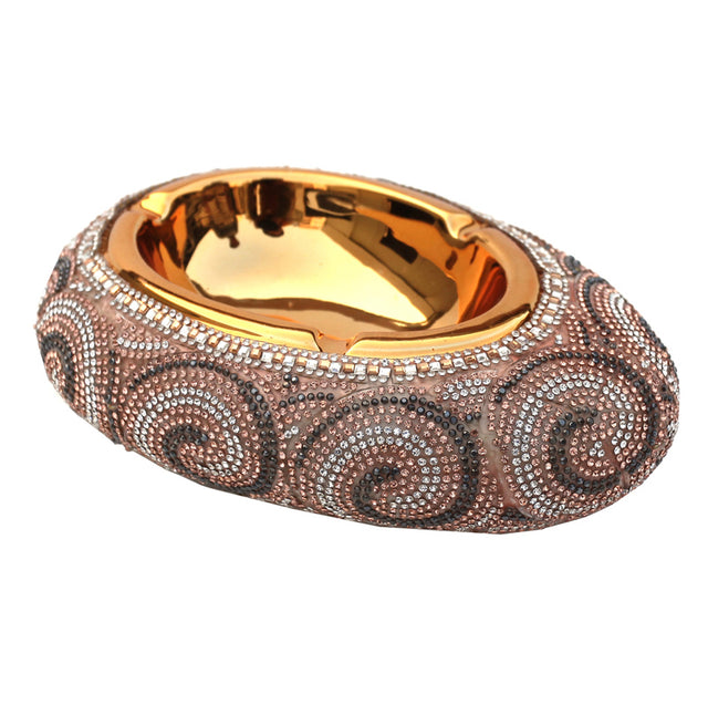 Ambrose Chrome Plated Crystal Embellished Ceramic Ashtray