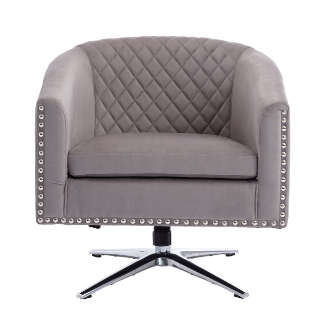 COOLMORE Swivel Barrel chair living room chair with nailheads and Metal base