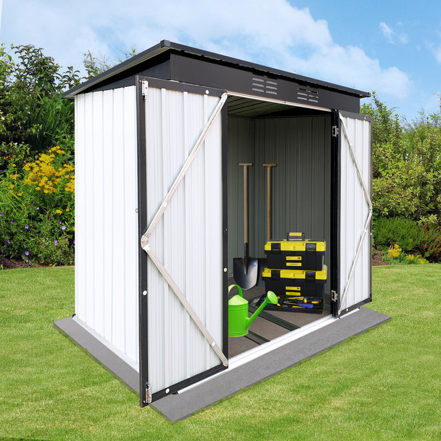 Outdoor storage sheds 4FTx6FT Pent roof White+Black