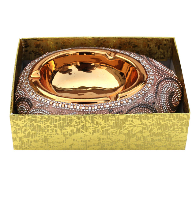 Ambrose Chrome Plated Crystal Embellished Ceramic Ashtray