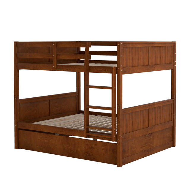 Full Over Full Bunk Bed with Twin Size Trundle, Walnut ( old sku: LP000250AAL)