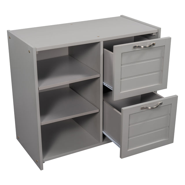 Low Twin Size Loft Bed with Cabinets, Shelves and Slide - Gray(OLD SKU :LP000503AAE)
