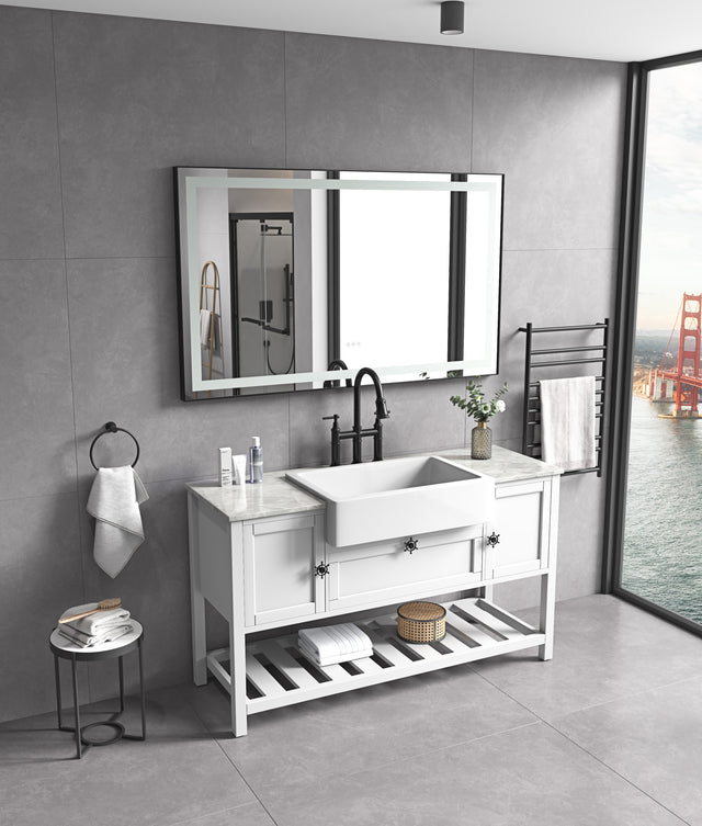 84*48Super Bright Led Bathroom Mirror with Lights, Metal Frame Mirror Wall Mounted Lighted Vanity Mirrors for Wall,
Anti Fog Dimmable Led Mirror for Makeup, Horizontal/Verti