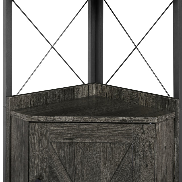 JHX Corner Shelf 5-Tier with Storage,Corner cabinet Bookshelf Stand Storage Rack(Dark Grey)