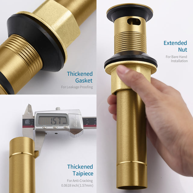 Bathroom Sink Drain Vanity Sink Drain with Strainer Basket Brushed Gold