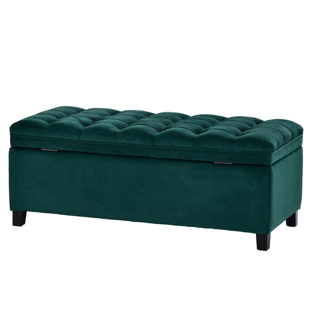 U-stye Upholstered Flip Top Storage Bench with Button Tufted Top