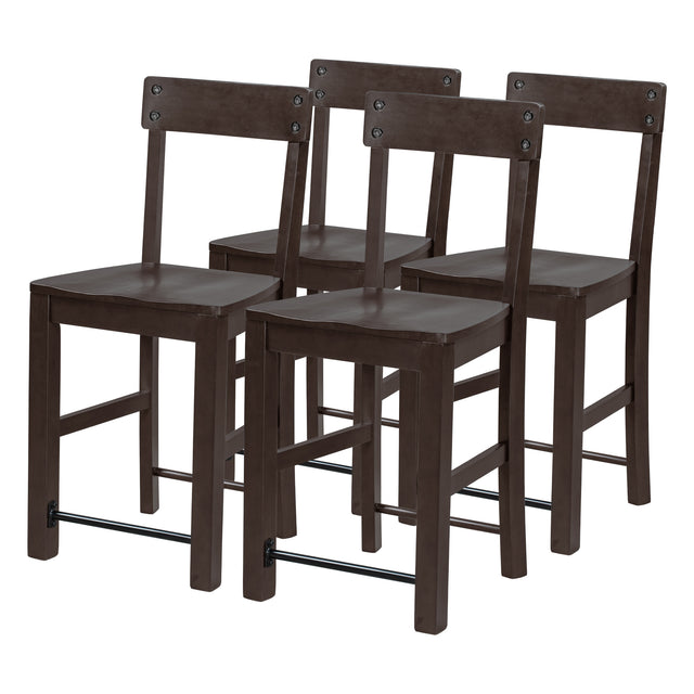 TREXM Counter Height Dining Chairs Industrial Style Wood Dining Room Chairs with Ergonomic Design, Set of 4 (Espresso)