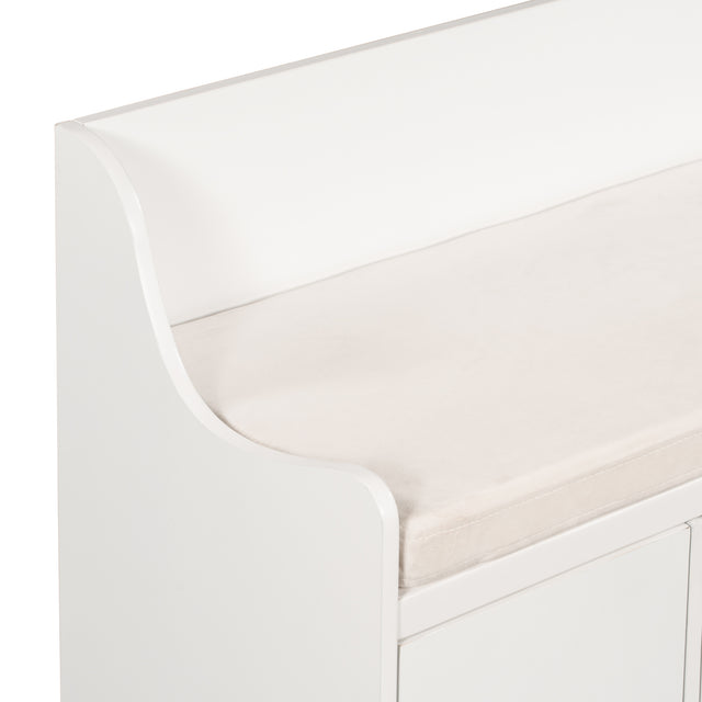 TREXM Movable Cushion Storage Bench with Drawers and Backrest for Entryway and Living Room(White)