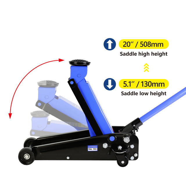Hydraulic trolley Low Profile and Steel Racing Floor Jack with Piston Quick Lift Pump,3Ton (6,000 lb) Capacity, Blue