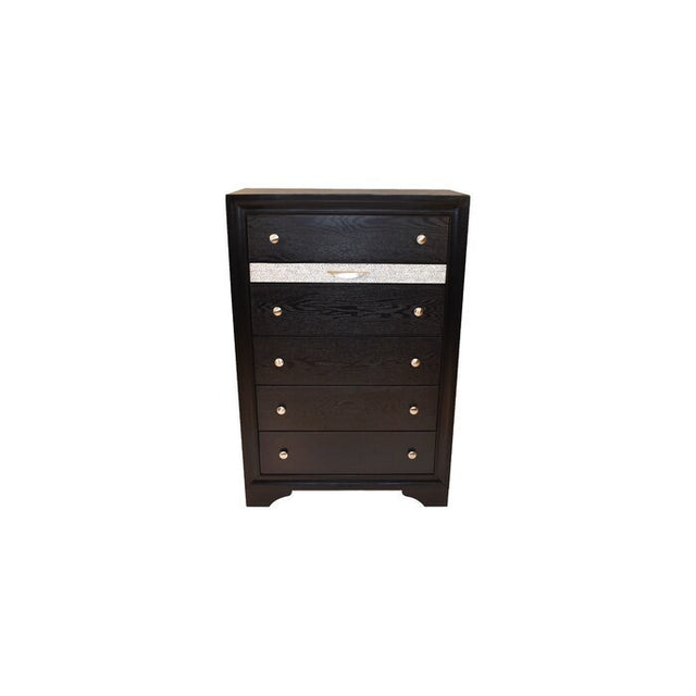 Traditional Matrix 5 Drawer Chest in Black made with Wood