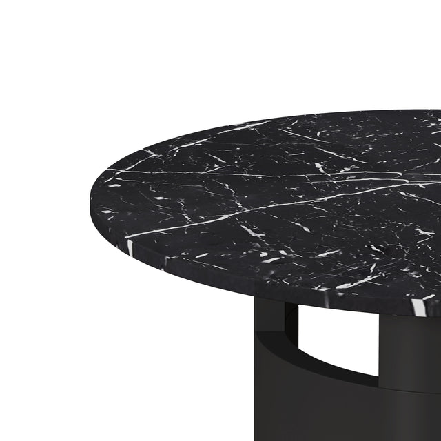 42.12"Modern Round Dining Table with Printed Black Marble Table Top for Dining Room, Kitchen, Living Room