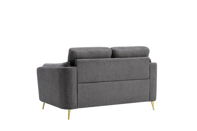 Contemporary 1pc Loveseat Dark Gray with Gold Metal Legs Plywood Pocket Springs and Foam Casual Living Room Furniture