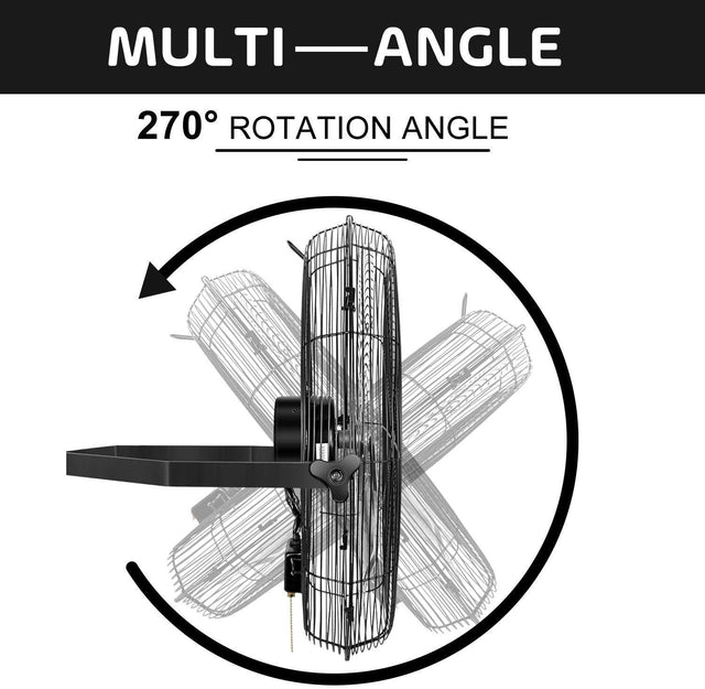 24 Inch Industrial Wall Mount Fan, 3 Speed Commercial Ventilation Metal Fan for Warehouse, Greenhouse, Workshop, Patio, Factory and Basement - High Velocity