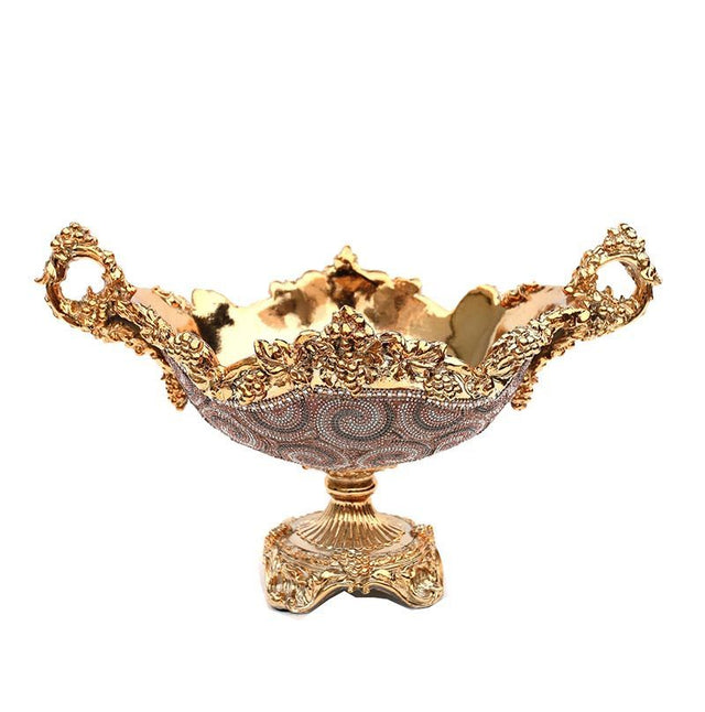 Ambrose Chrome Plated Crystal Embellished Ceramic Fruit Platter