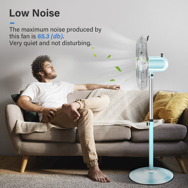 16 Inch High Velocity Stand Fan, Adjustable Heights, 75°Oscillating, Low Noise, Quality Made Fan with 3 Settings Speeds, Heavy Duty Metal for Industrial, Commercial, Residential, Color: Green