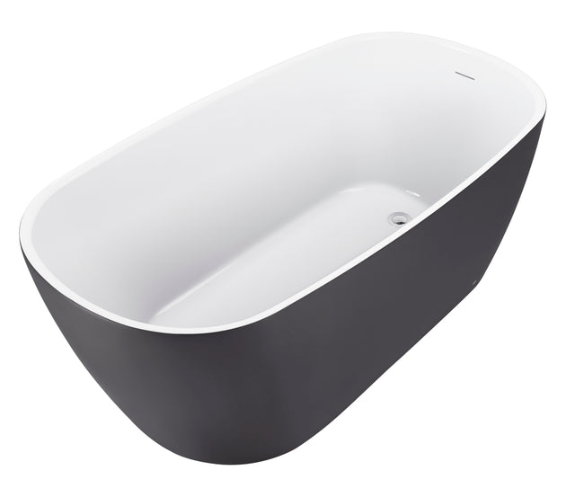 59" 100% Acrylic Freestanding Bathtub,Contemporary Soaking Tub,white inside and gray outside
