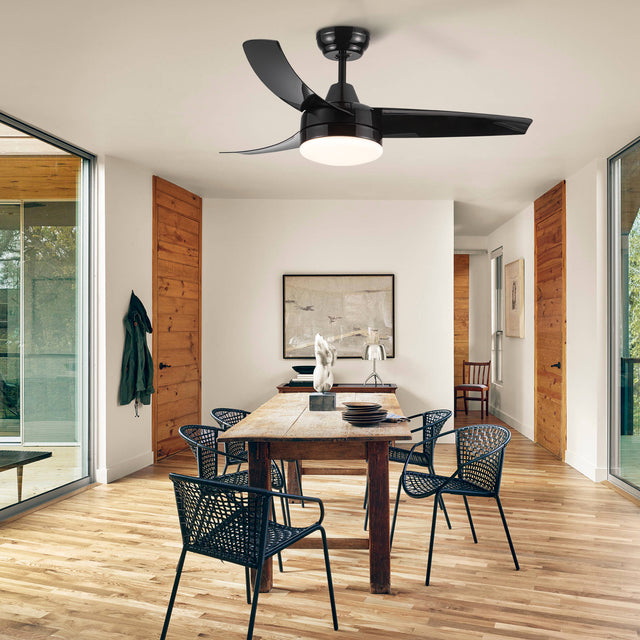Matte Black Ceiling Fan with Integrated LED Light