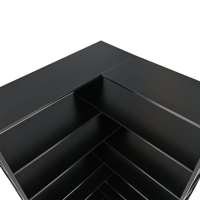 7-Tier Bookcase Home Office Bookshelf, L-Shaped Corner Bookcase with Metal Frame, Industrial Style Shelf with Open Storage, MDF Board