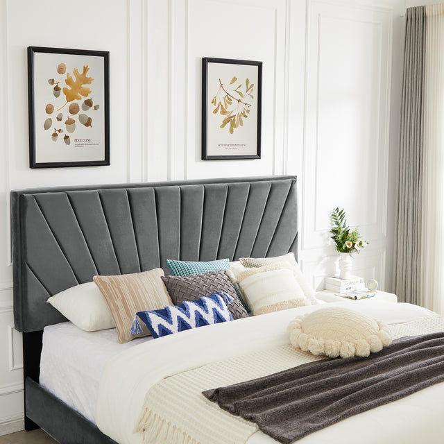 B109 King bed with two nightstands,Beautiful brass studs adorn the headboard, strong wooden slats + metal legs with Electroplate