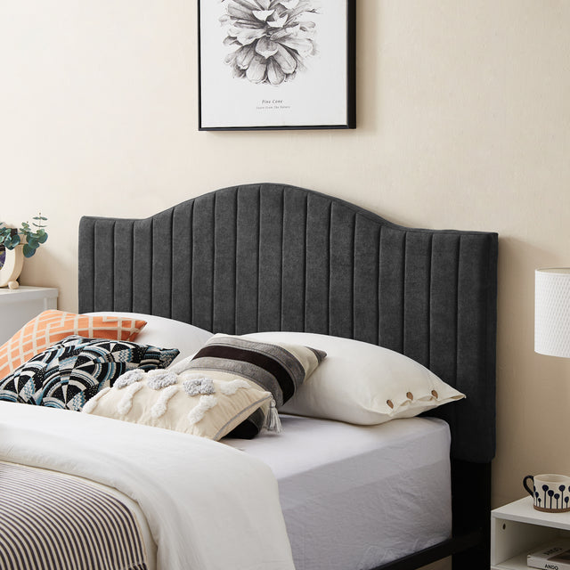 B111 Full bed Beautiful line stripe cushion headboard Strong iron frame with high temperature paint