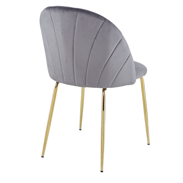 Modern Grey dining chair(set of 2 ) with iron tube golden legs, velvet cushions and comfortable backrest,(N.W 10.582 Ibs / 1piece ) suitable for dining room, living room, cafe, simple structure.