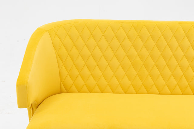 Twin Size Love seat Accent Sofa with Golden Metal Legs, Living Room Sofa with Tufted Backrest, 600 Pounds Weight Capacity