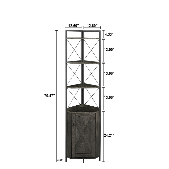 JHX Corner Shelf 5-Tier with Storage,Corner cabinet Bookshelf Stand Storage Rack(Dark Grey)
