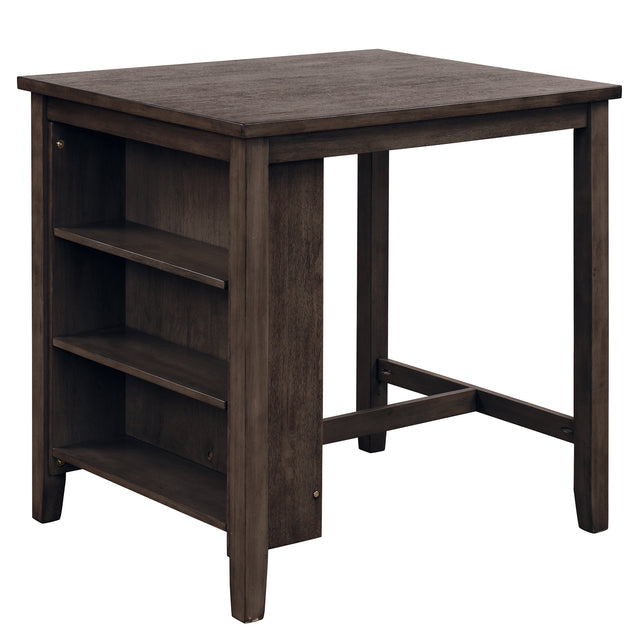 TOPMAX 3 Piece Dining Table with Padded Stools, Table Set with Storage Shelf,Brown