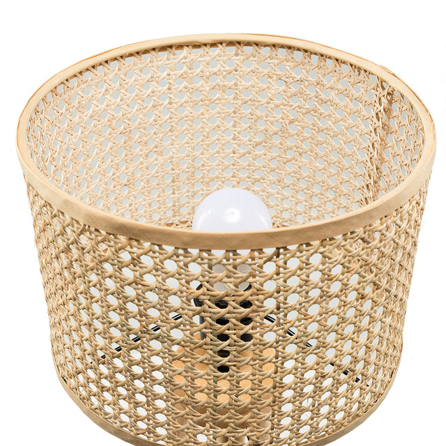 Tenedos Solid Wood Rattan 21.3" Table Lamp with In-line Switch Control
